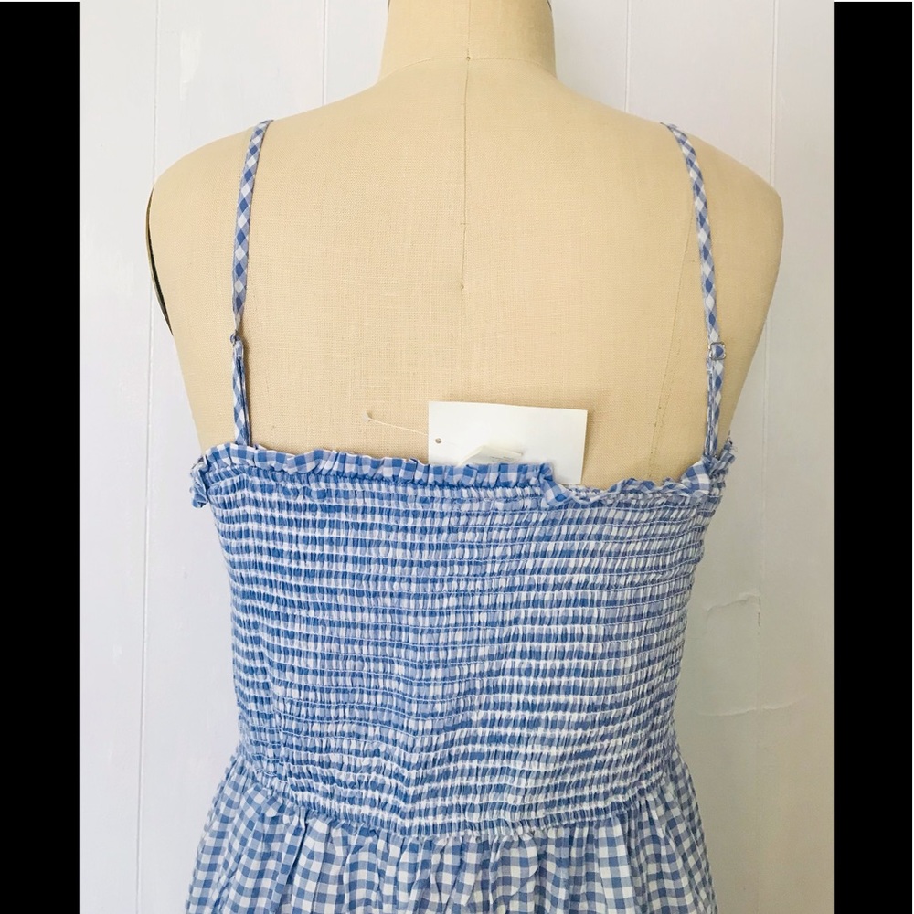 HOST PICK ❤️ H&M BLUE WHITE SMOCKED GINGHAM COTTON DRESS 18 NWT - Picture 7 of 13